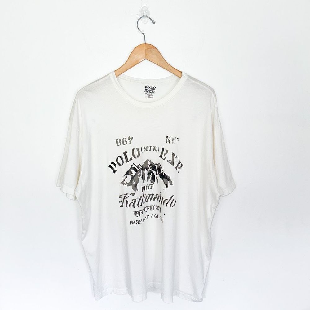 Polo Ralph Lauren Men’s Kathmandu Mountain White Short Sleeve Tee Shirt
